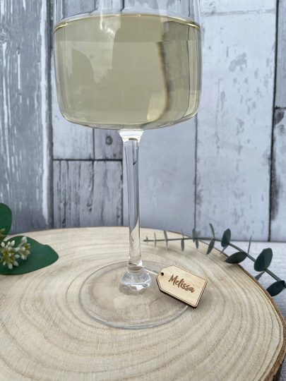 Personalised Wine Glass Charm, Tags, Wedding Favour, Wooden Charms, Name Place Settings, Hen Do, Party, Baby Shower