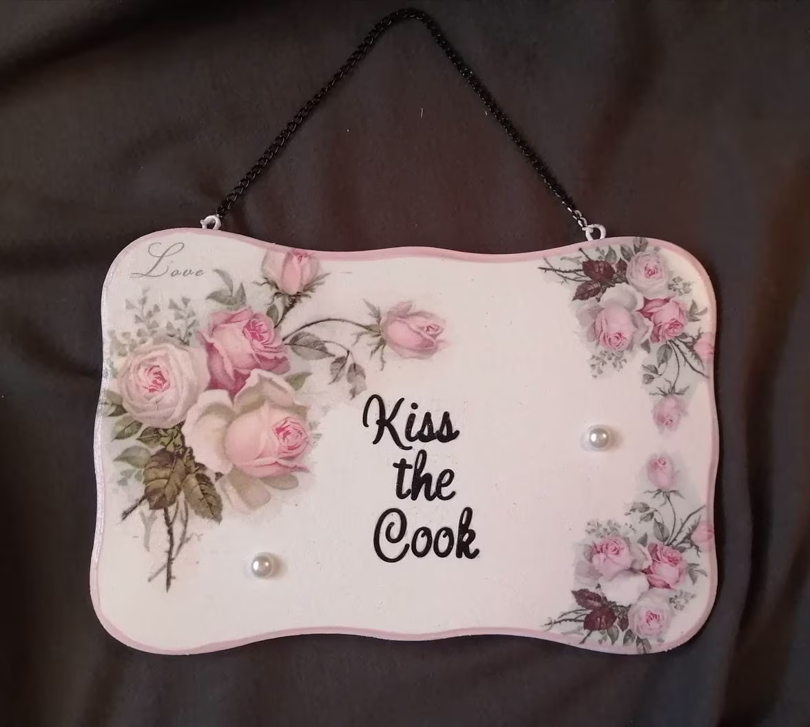 Wall Hanging, For Women, Kiss The Cook, Shabby Chic Kitchen Decor, Chic, Decor