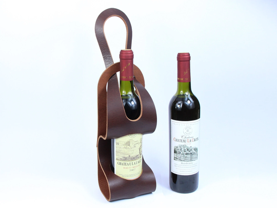 Hand Crafted Wine Holder, Leather Caddy, Monogrammed Sleeve, Accessories, Leather Tote, Leather Wine Bag, Custom Holder