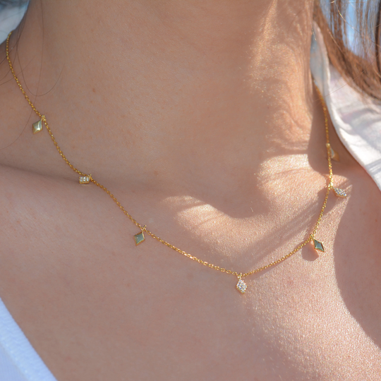 925 Silver Shaker Necklace, Dainty 14K Gold Plated 45 cm Length Everyday Jewelry, Best Friend Gift, Birthday Gift