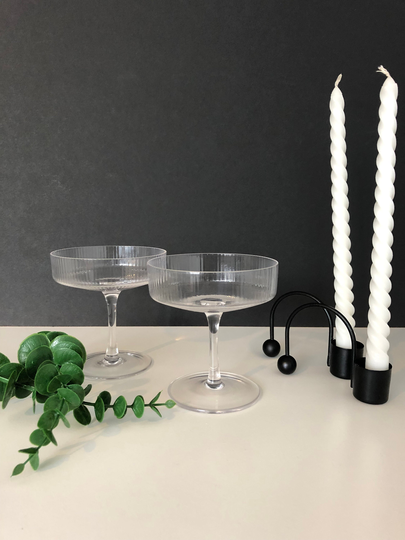 Glass Ripple Champagne Saucer Cup | Nordic Ribbed Martini Coupe For Desserts Cocktails Christmas Wedding Birthday Housewarming Gift UK