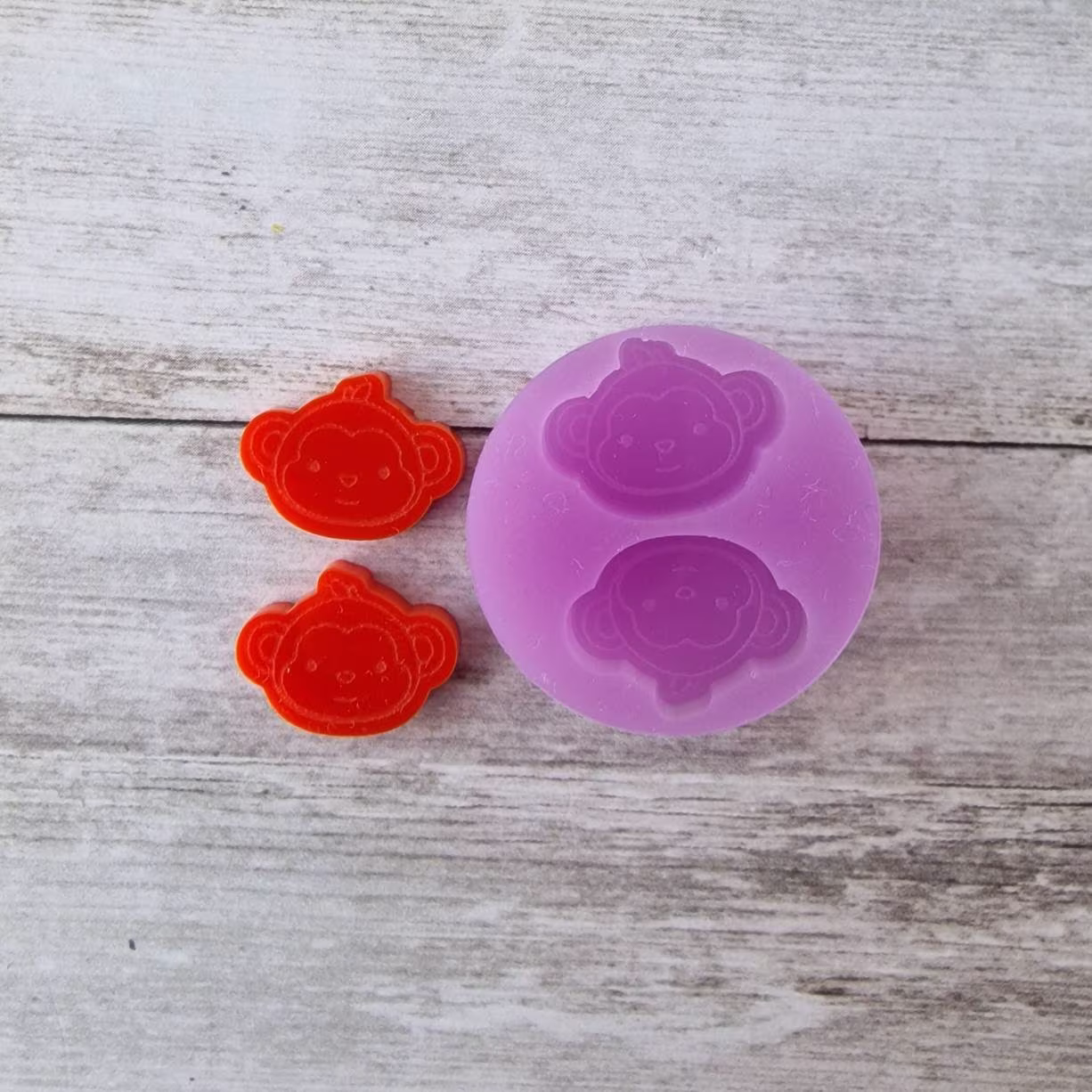 stud Earrings Resin Mold - 15mm Monkey Mold, Animal Flexible Silicone Polymer Clay Supplies, Supplies