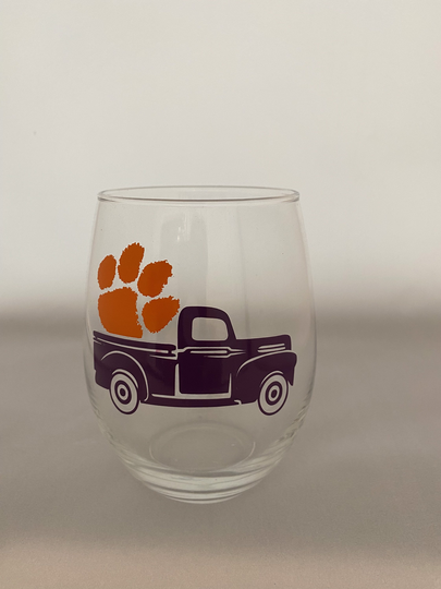 Clemson Tigers Stemless Wine Glass