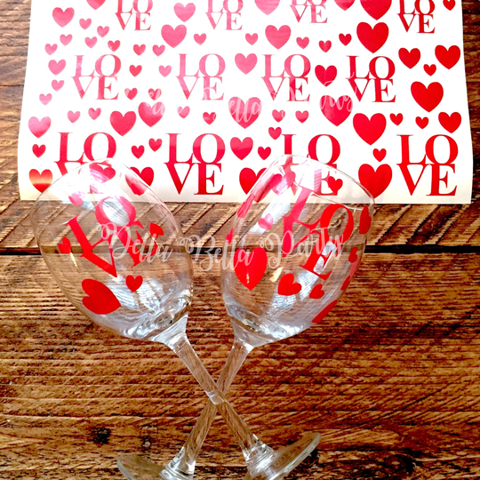 Valentines Love Heart Shapes Vinyl Stickers Valentine Decals, Decor Wine Bottles, Glasses, Gifts, Cards Decorations