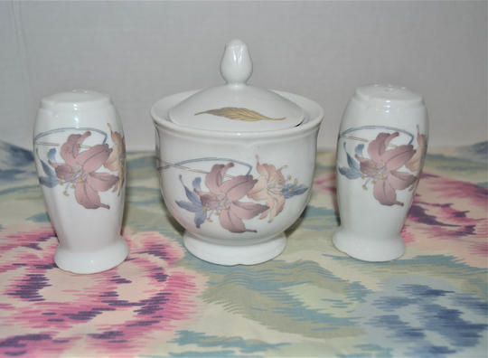 Vintage Anatole Nouvelle China Sugar Bowl & Shakers
