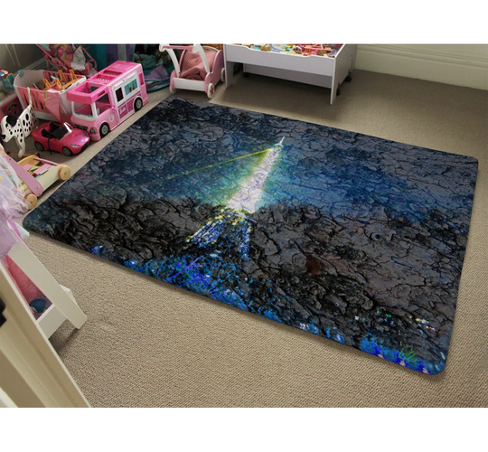 Belmont Eiffel Tower and Bark Designer Shaggy Black/Blue Rug