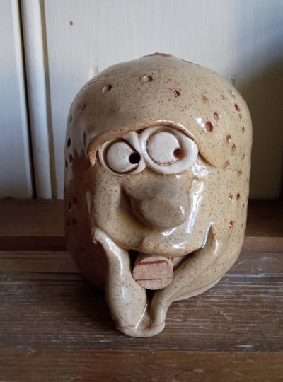 Pretty Ugly Pottery Pepper Pot With Funny Spotty Face