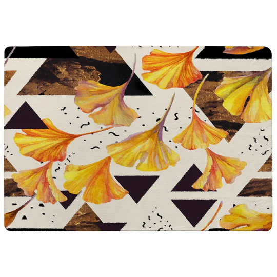 Norton Flowers and Triangles Shaggy Orange/Black/Ivory Rug