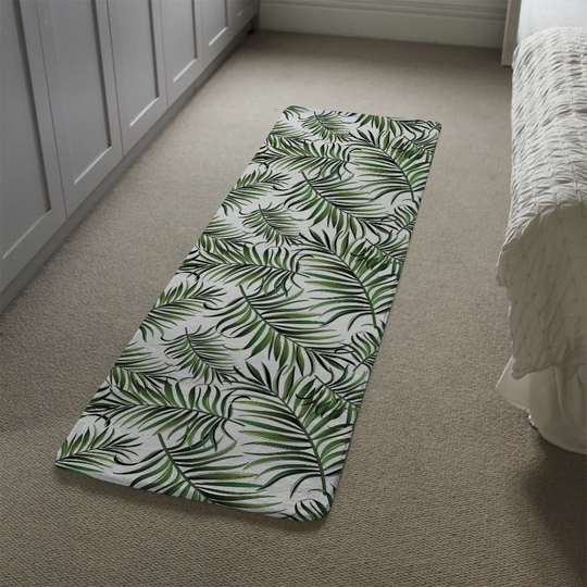 Kull Palm Leaves Shaggy White/Green Rug