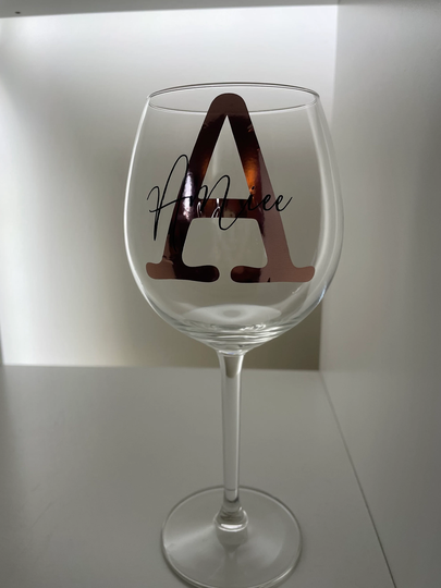 Personalised Wine/Gin Glass Named/Initial Vinyl Label