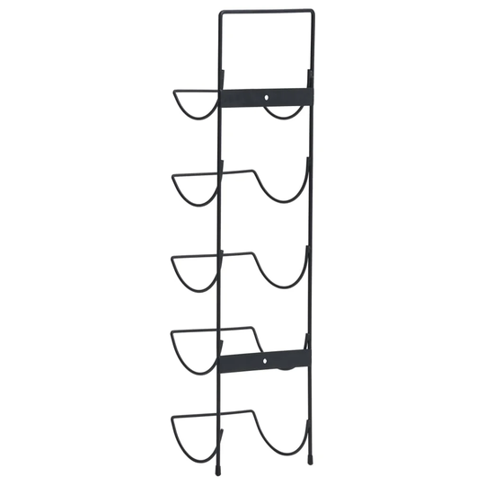 Belfry Kitchen Wall Mounted Wine Rack For 5 Bottles Black Iron