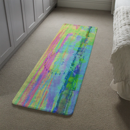 Loftin Fuzzy London Designer Shaggy Blue/Green/Pink Rug
