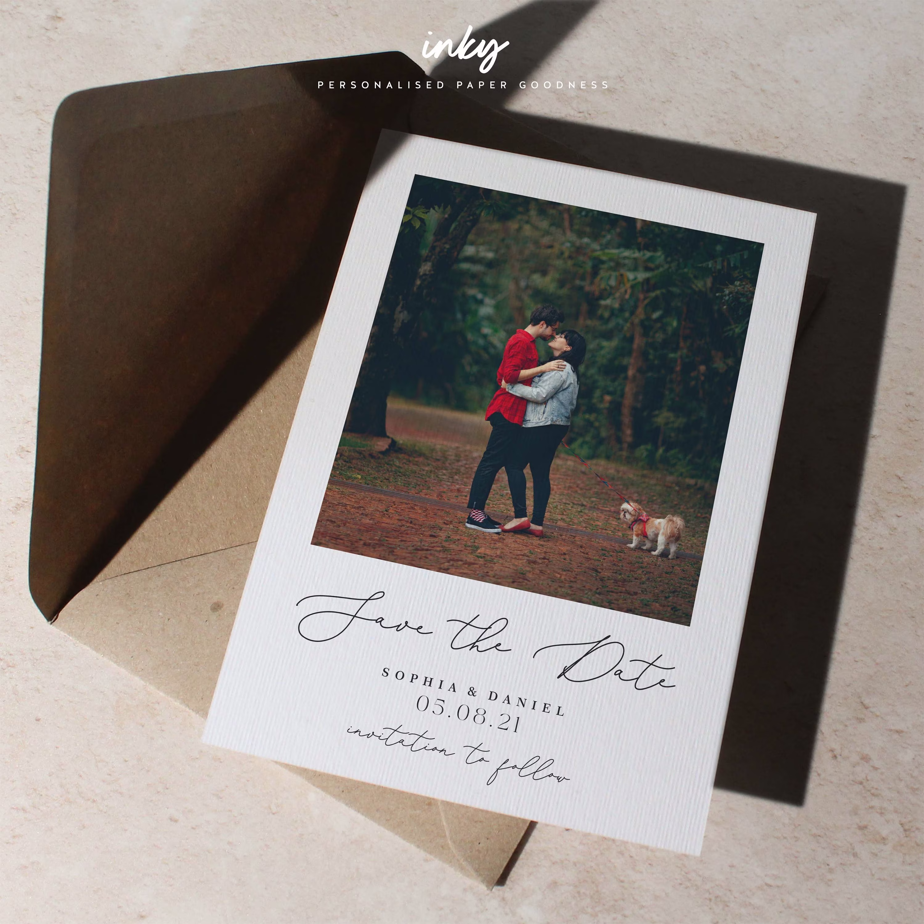 Simple Save The Date Cards Includes Envelopes, Photo Date, Wedding Dates, Personalised Photos Fully Customisable, Beau