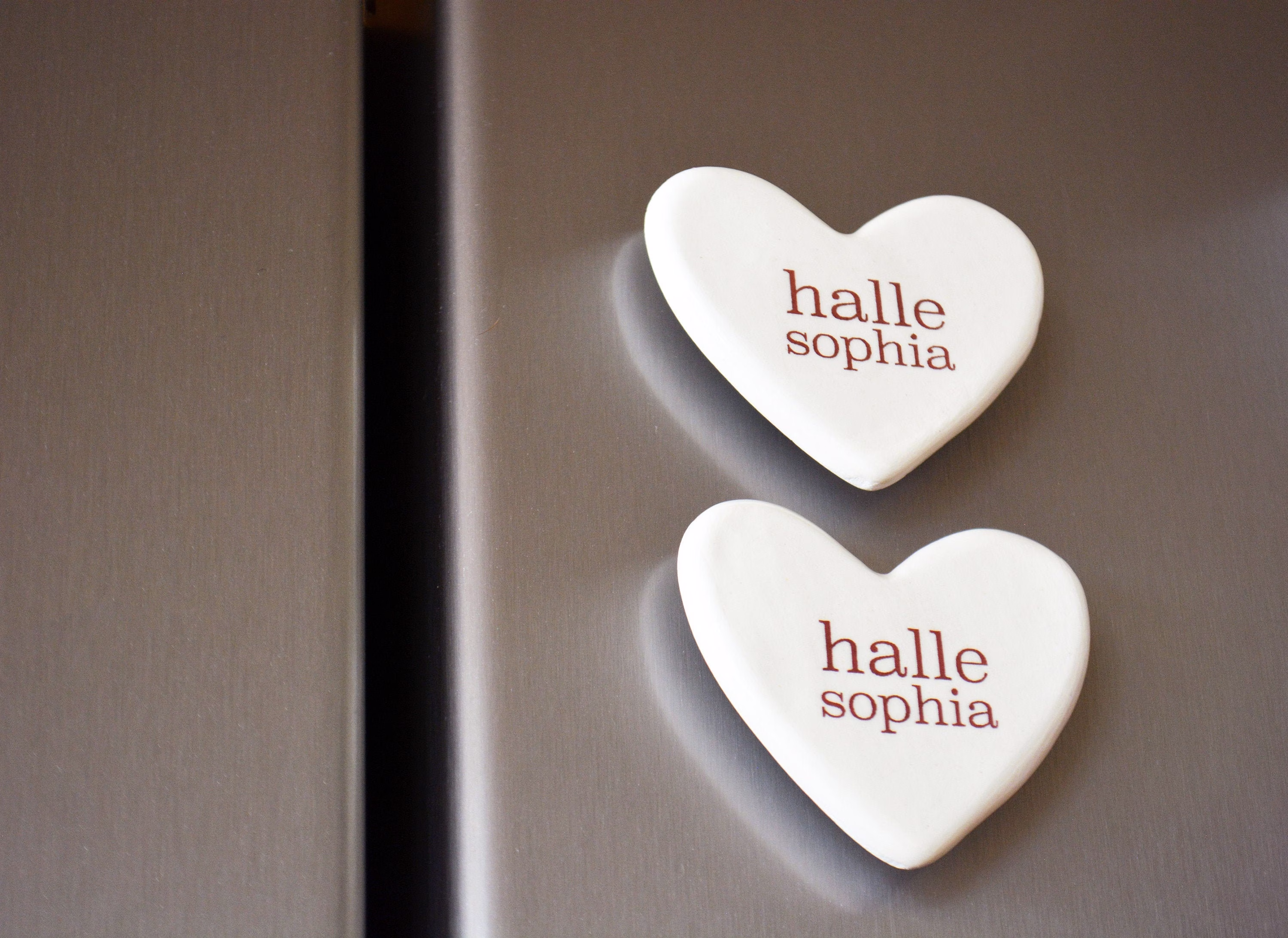Personalized Fridge Magnet - Ceramic Heart Add Custom Text Or A Business Logo Gift Bag Included