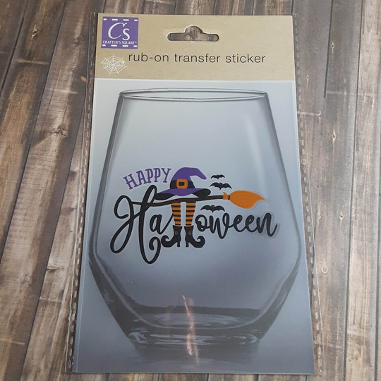 Happy Halloween Wine Glass Rub On Transfers, Scrapbook Embellishments