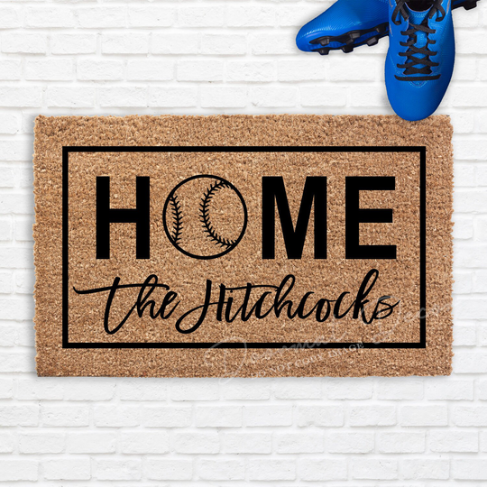 Personalized Baseball Softball Doormat, Sports Team Gift, Outdoor Welcome Mat, Entryway Decor, Field Threads Home Decor