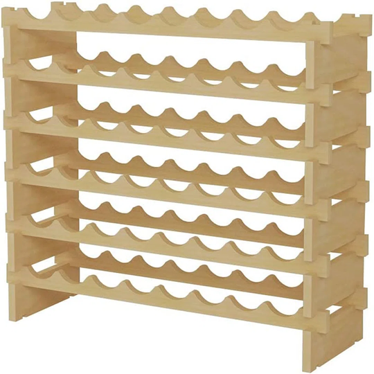 48 Bottle Capacity Stackable Storage Wine Rack 6-Tier Standing Bottles Wood Storage Shelf