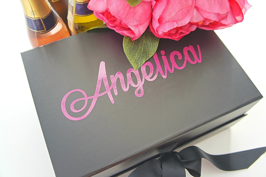 Pink Wedding Favours, Gift Box Sticker, Hen Party, Glass Decals, Name Vinyl Flute Handwriting Sticker