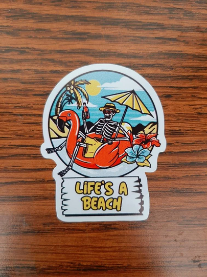 Retro Lifes A Beach Sticker