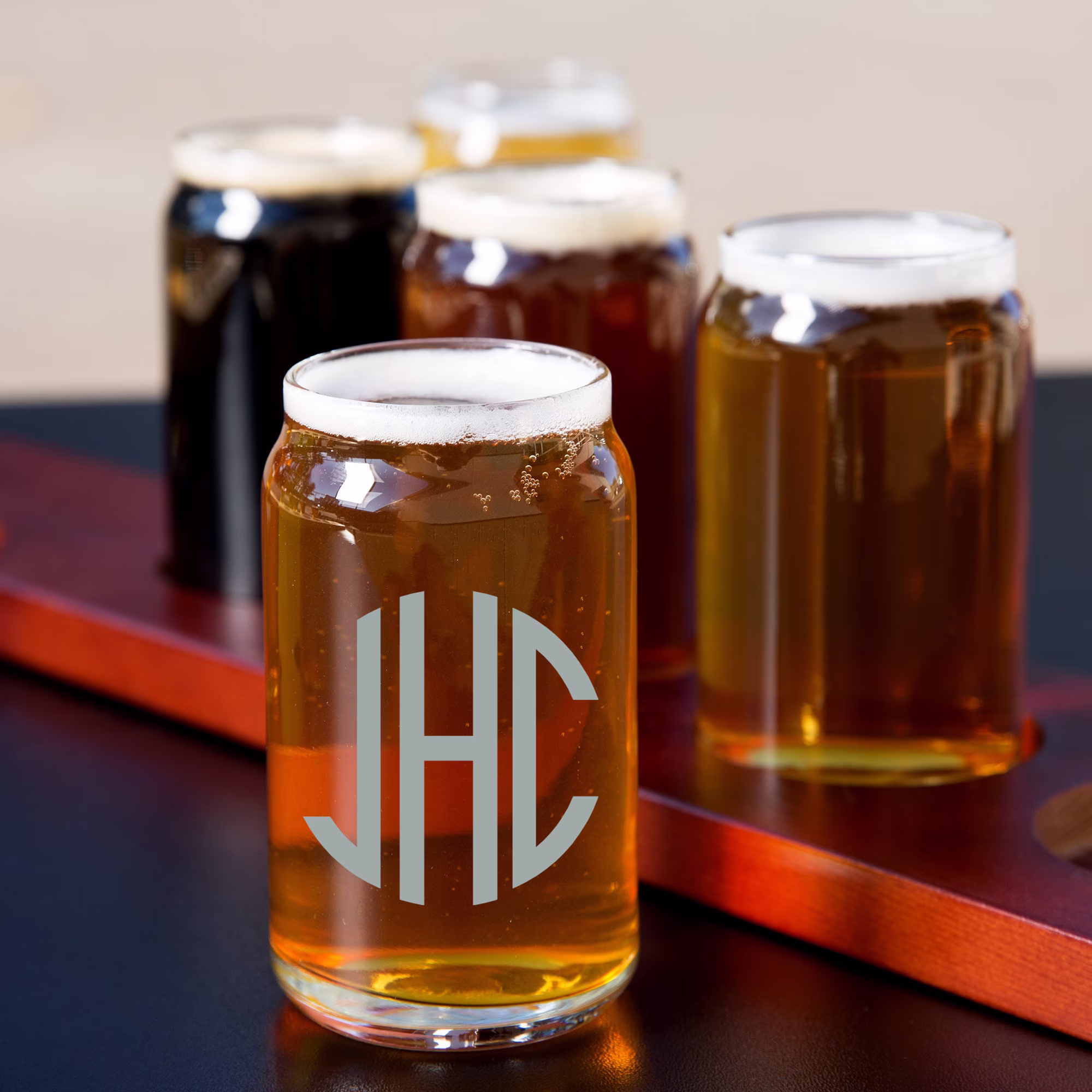 Masculine Monogram Engraved Personalized Beer Tasting Glasses For Father's Day Gift