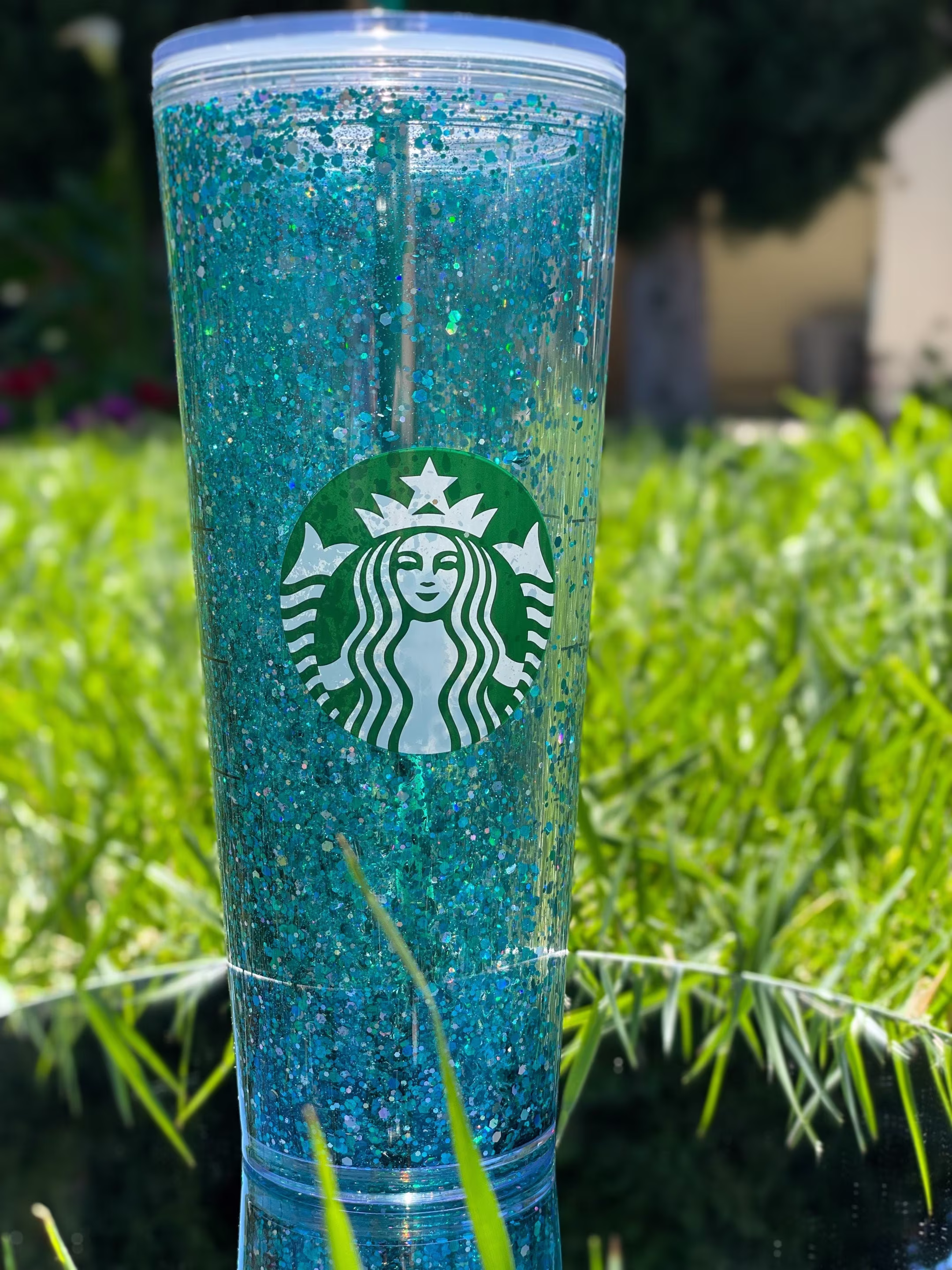 starbucks Cup, Teal, Glitter Tumbler, Blue Green Snow Globe, Turquoise
