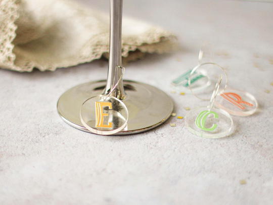 Personalised Glass Charm, Initial - Cocktail Charms Wine Charm Summer Party Ideas Alphabet Decor