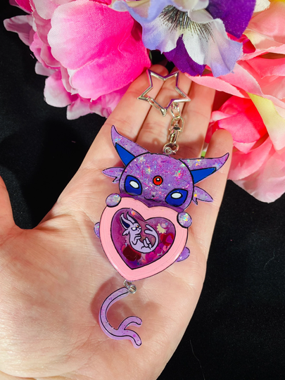 Espeon Heart Keychain Shaker