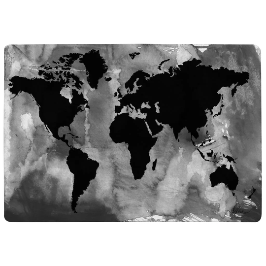 Vera World Map Designer Shaggy Grey/Black Rug