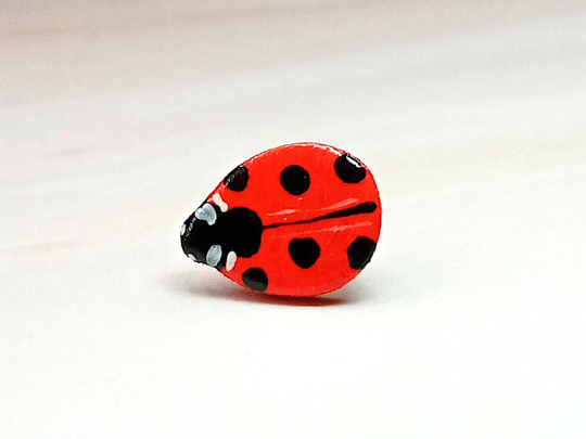 Lucky Ladybird Pin, Handmade Ladybug Hand Painted Good Luck Gift, Lady Bug Fridge Magnet, Realistic Brooch, Charm