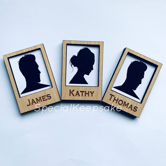 Personalised Wedding Table Place Name Favour Small Oak Wooden Photo Fridge Magnets Mr Mrs Bride Groom Marriage Polaroid Style Keepsake Gift