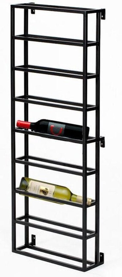 Wall Mount Wine Rack, Rack Mounted, Steel Industrial Black Matte 8 Bottles
