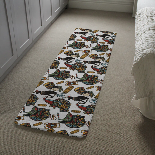 Klingensmith Queen Cleopatra, History Background Designer Shaggy Light Grey/Black/Green Rug