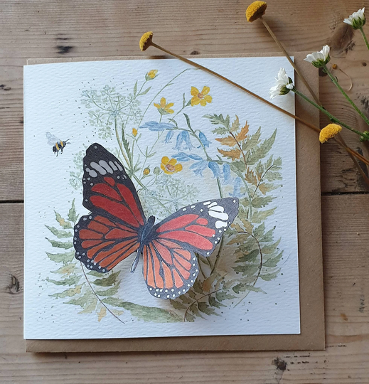 Butterfly Card With Butterfly Fridge Magnet. Card. Monarch Card & Gift in One