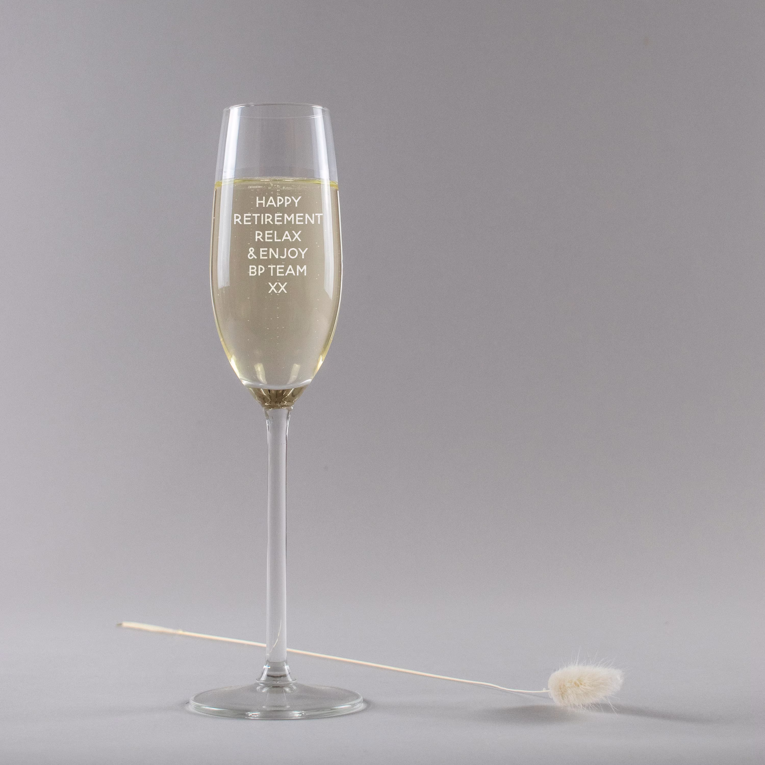 Retirement Champagne Flute Glass, Personalized Prosecco Flute, Leaving Gift, Engraved Glass With Gift Box