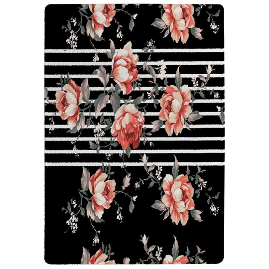 Penley Flowers Designer Shaggy Black/Red Rug