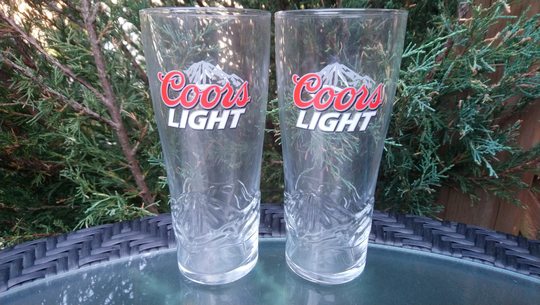 Two Coors Light New From Box Beer Glasses, Barware Pint Collectible Barware, Commercial Brewed in Moncton, Nb