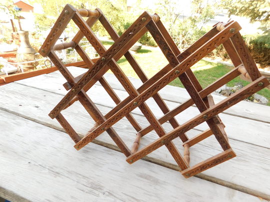 Embossed Wine Rack Wood, Ornate, Towels Rack, Kitchen Storage, Country Decor, Farm House Vintage Home Decor, Daysgonebytreasures D