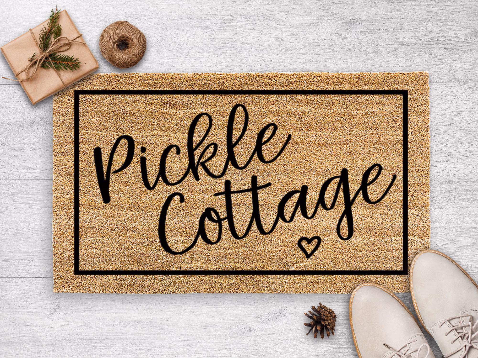Personalized Doormat - Personalised Welcome Mat Custom Housewarming Gift Wedding Last Name Pickle Cottage