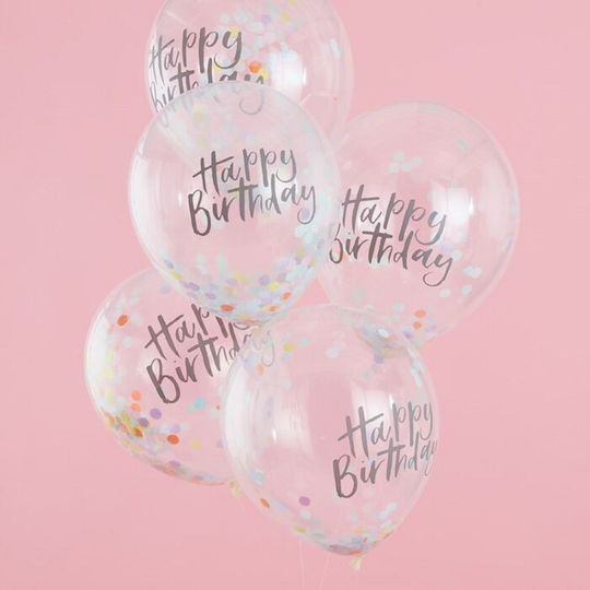 Pastel Confetti Balloons | Party Decorations Birthday Decor Theme Pack Of 5 Latex Balloon
