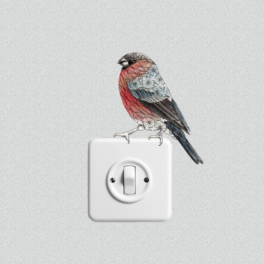 British Garden Bird Decal, Bullfinch Wall Sticker, Nature Decals, Cute Decal For The Modern Farmhouse, Vinyl Stickers