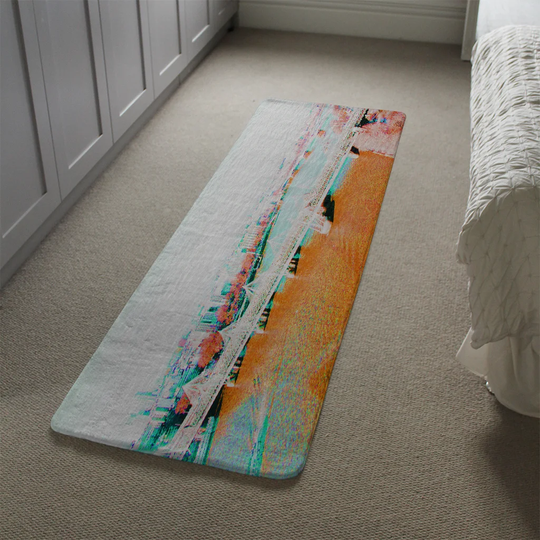 Lynnwood London Eye View Designer Shaggy Orange/Teal/Grey Rug