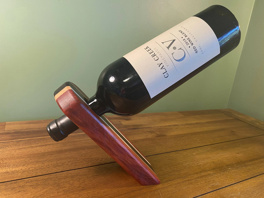 Countertop Single-Bottle Wine Bottle Holder Made From Wenge, Redeheart & Maple
