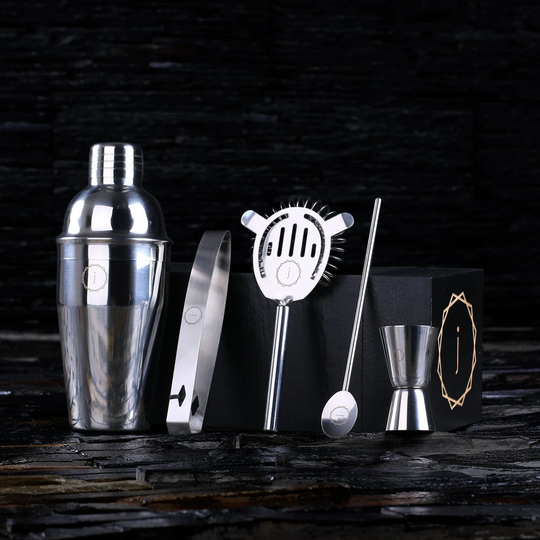 Shake It Now Personalised Bar Tool Cocktail Shaker Kit with Customised Wood Gift Box - Perfect For The Home Bar, Mixologists, Bartenders