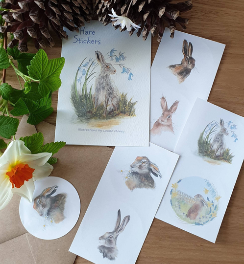 Hare Stickers. Stickers With Hares. Wildlife Animal Norfolk Hare. Present