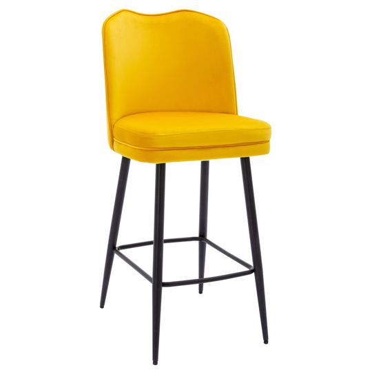 Knightsbridge Velvet Mustard Bar Stool