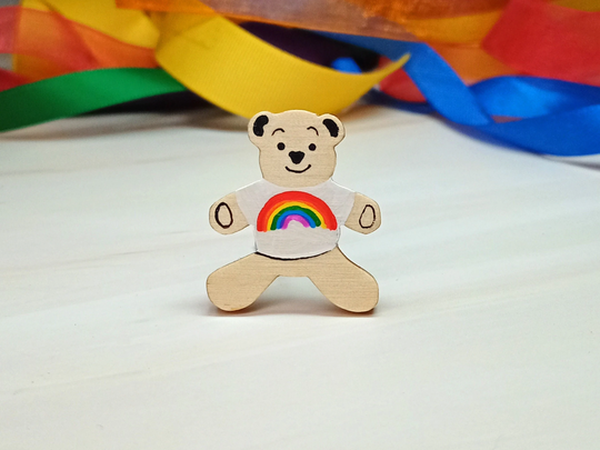 Rainbow Pride Pin, Handmade Lgbtq Badge, Thank You Nurse Doctor Gift, Magnet, Brownie Teddy Bear Brooch Gift