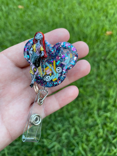 Nurse Badge Reel || Glitter Resin Shaker Character Rn Cna Water Accessories