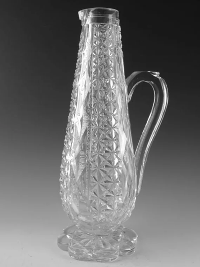 Val St Lambert Crystal - Richly Cut Jug 11 3/4