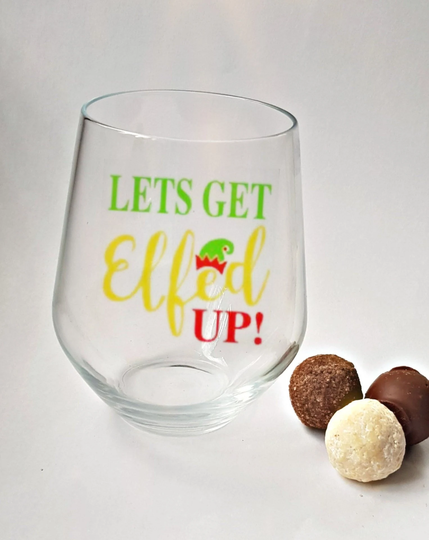 Christmas Elf Stemless Wine Glass, Mulled Gin-Gle Juice Glass