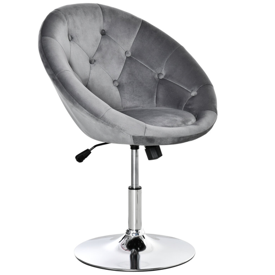 HOMCOM Swivel Dining Height Bar Stool Adjustable Armless Chair Grey